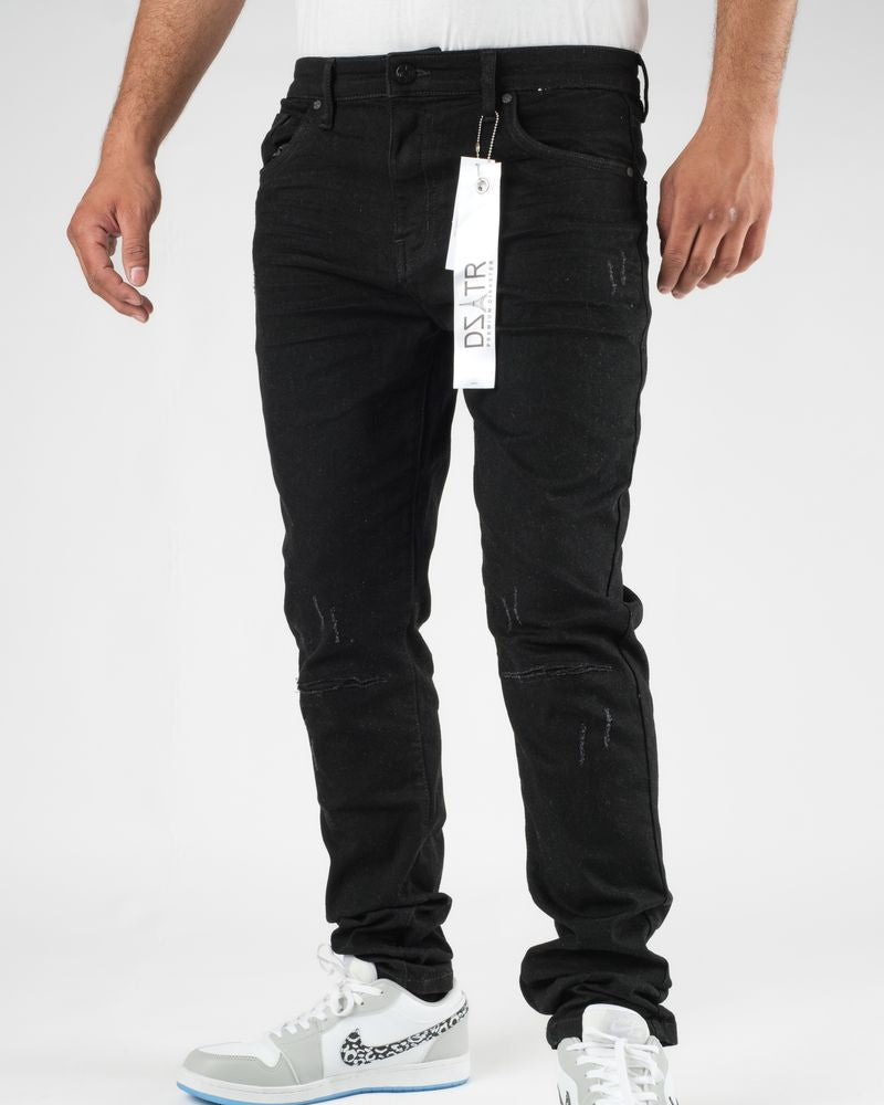 Dzstar 3D rip top slim jeans in black