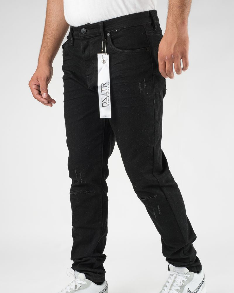 Dzstar 3D rip top slim jeans in black