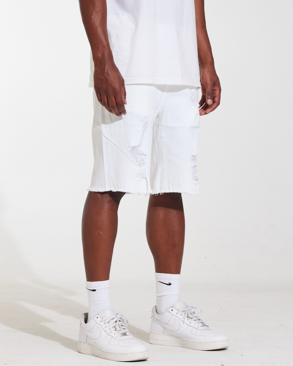 Crysp Denim atlantic cutoff distress shorts in white