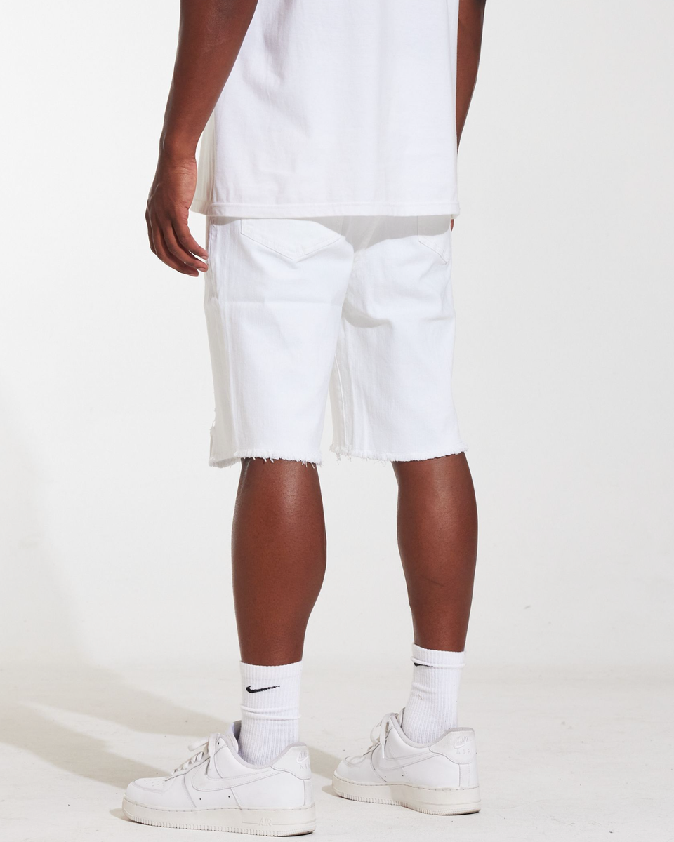 Crysp Denim atlantic cutoff distress shorts in white