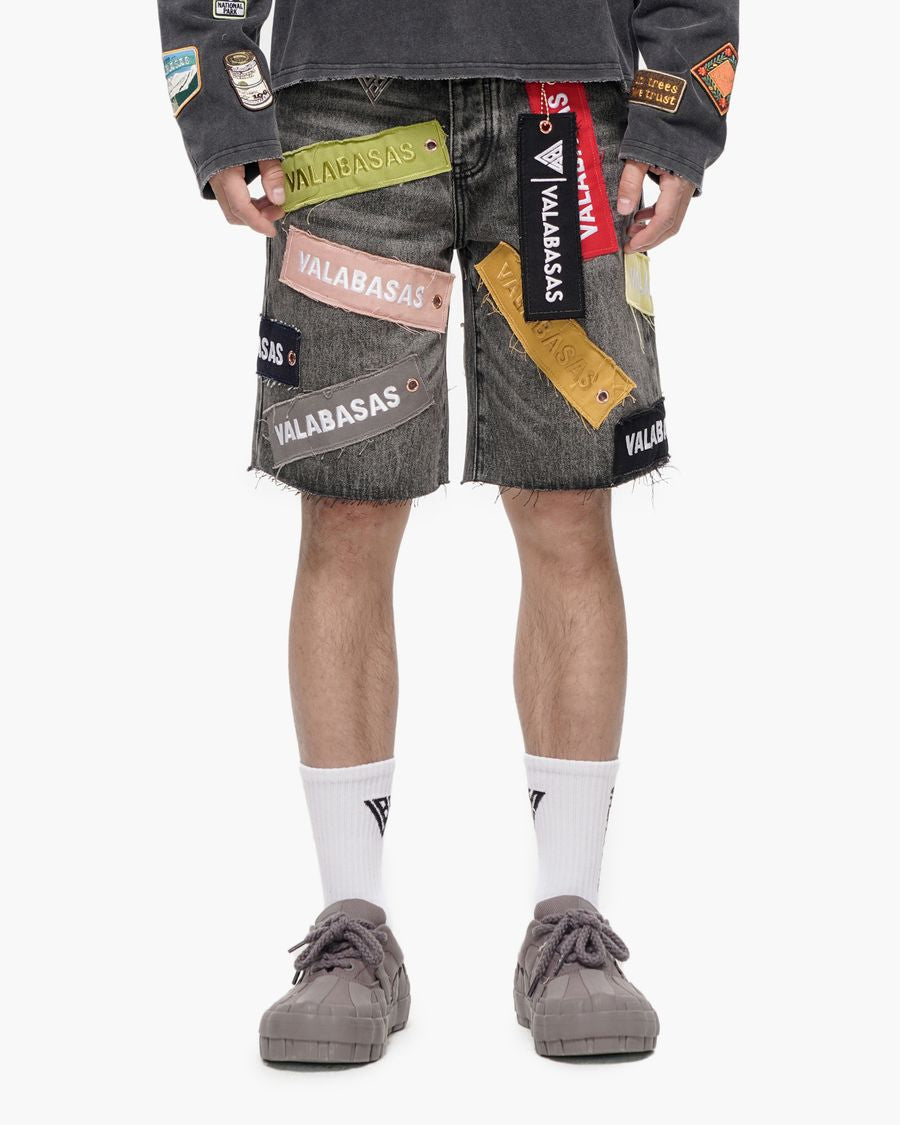 Banner Denim Shorts