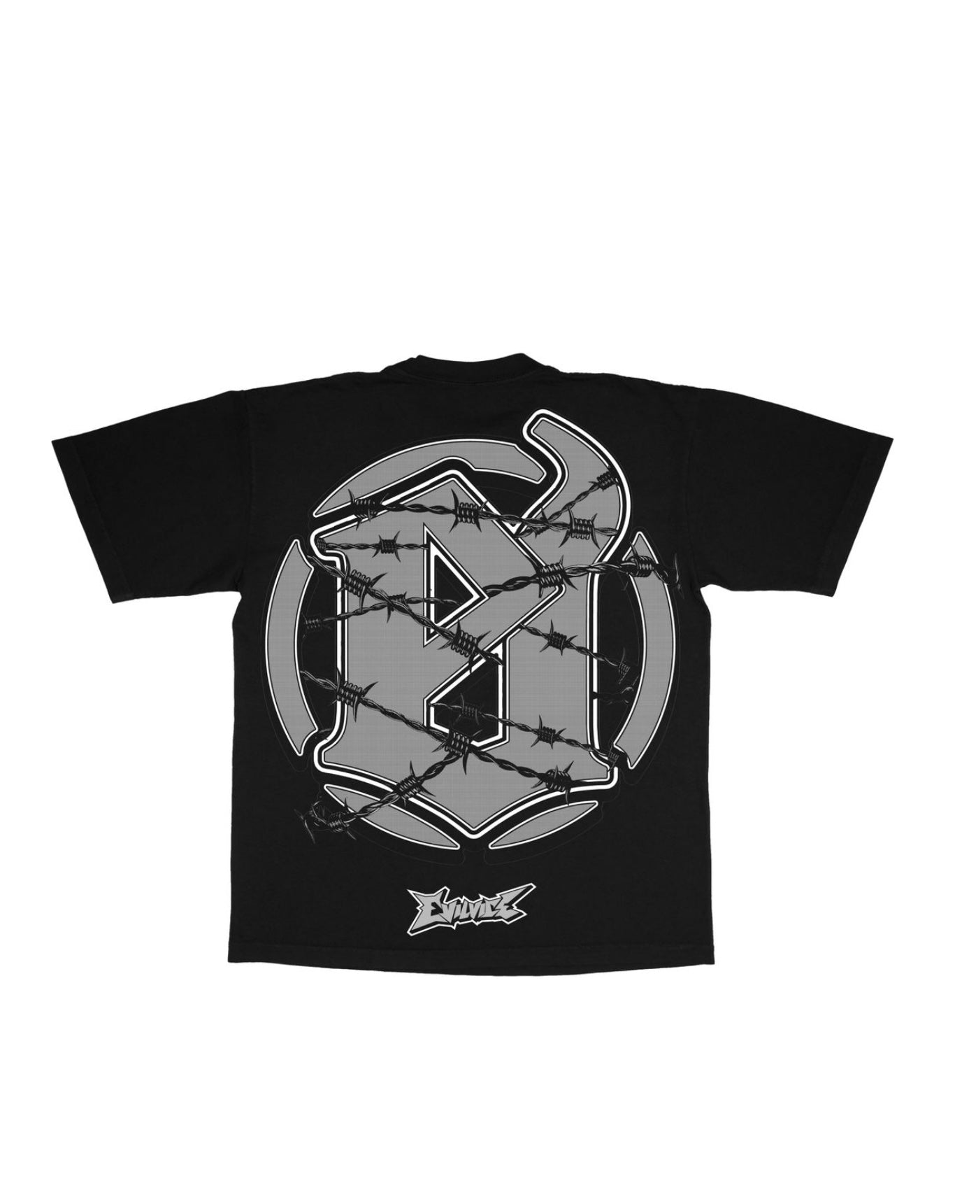 Barbed Skull Tee In black color