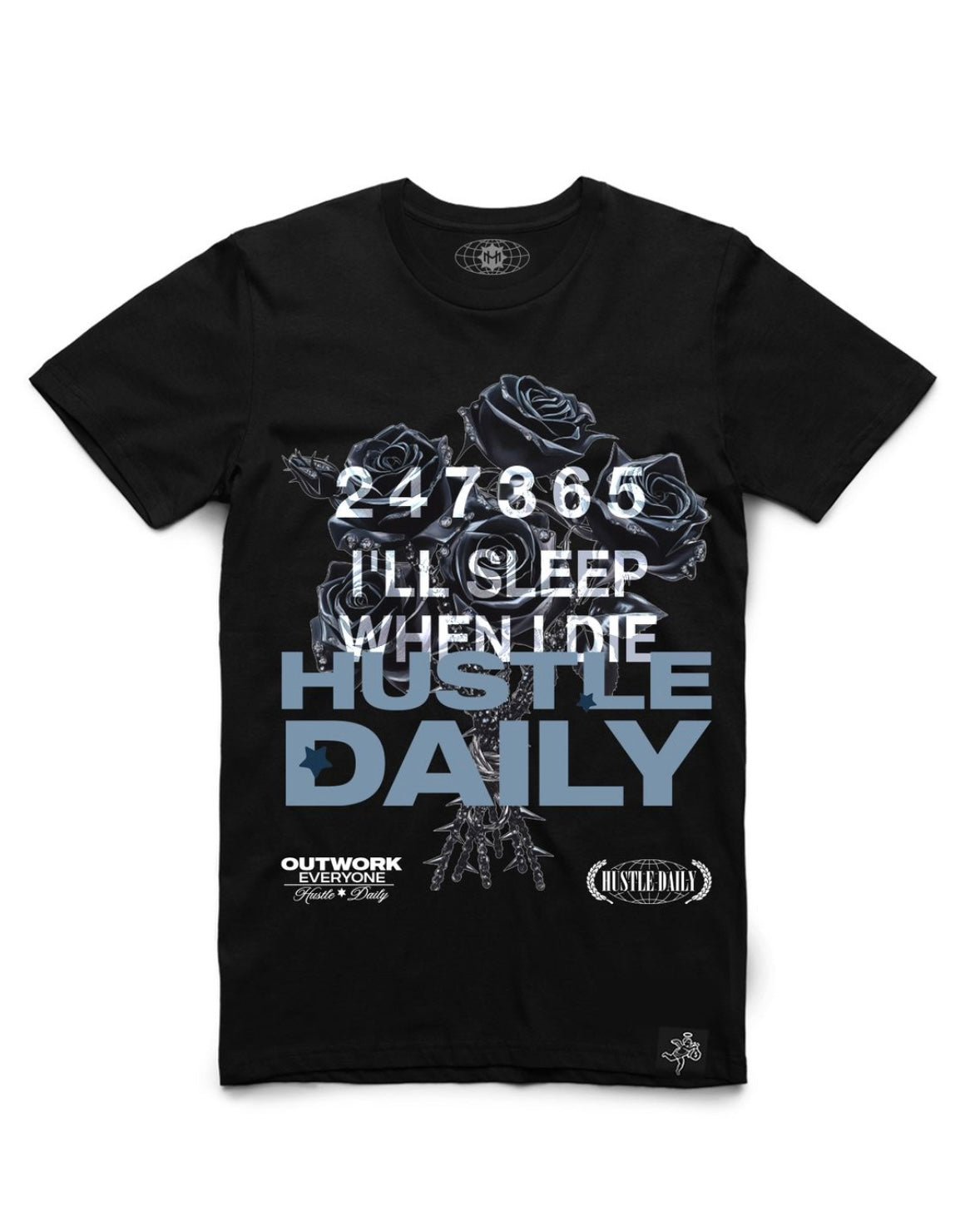 Hustle daily bouquet mt tee in black