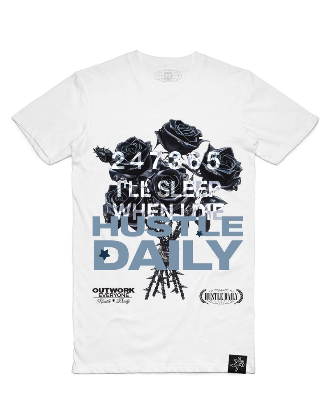 Hustle daily bouquet mt tee in white