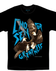 Black Chosen Eagle Tee featuring dual eagle print and lightning-style Chosen for Greatness text with rhinestones