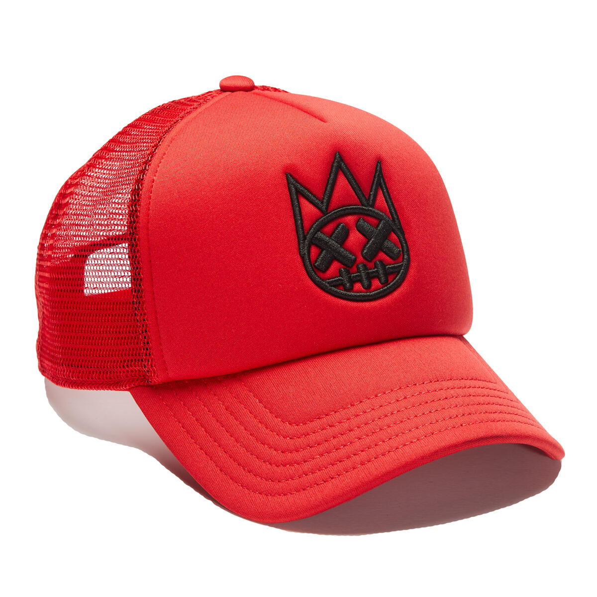 Cult of individuality clean shimuchan logo trucker hat in red color