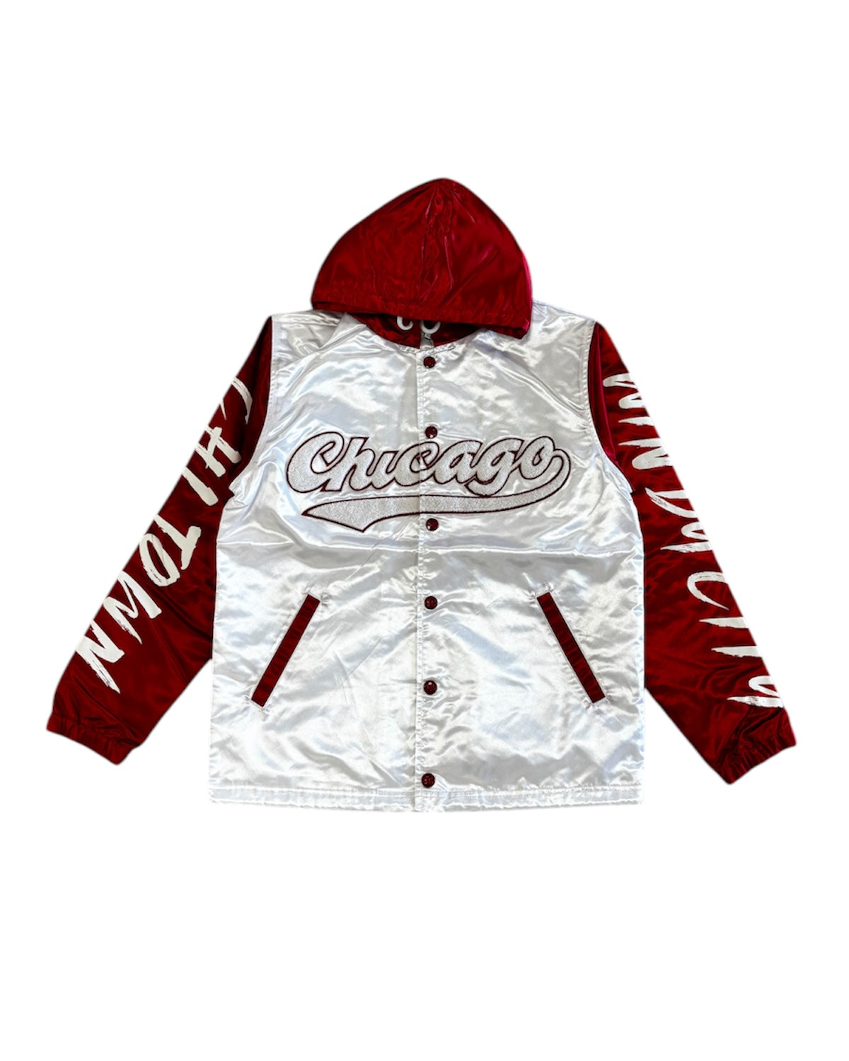 Chicago Coaches Jacket in White and Red Color