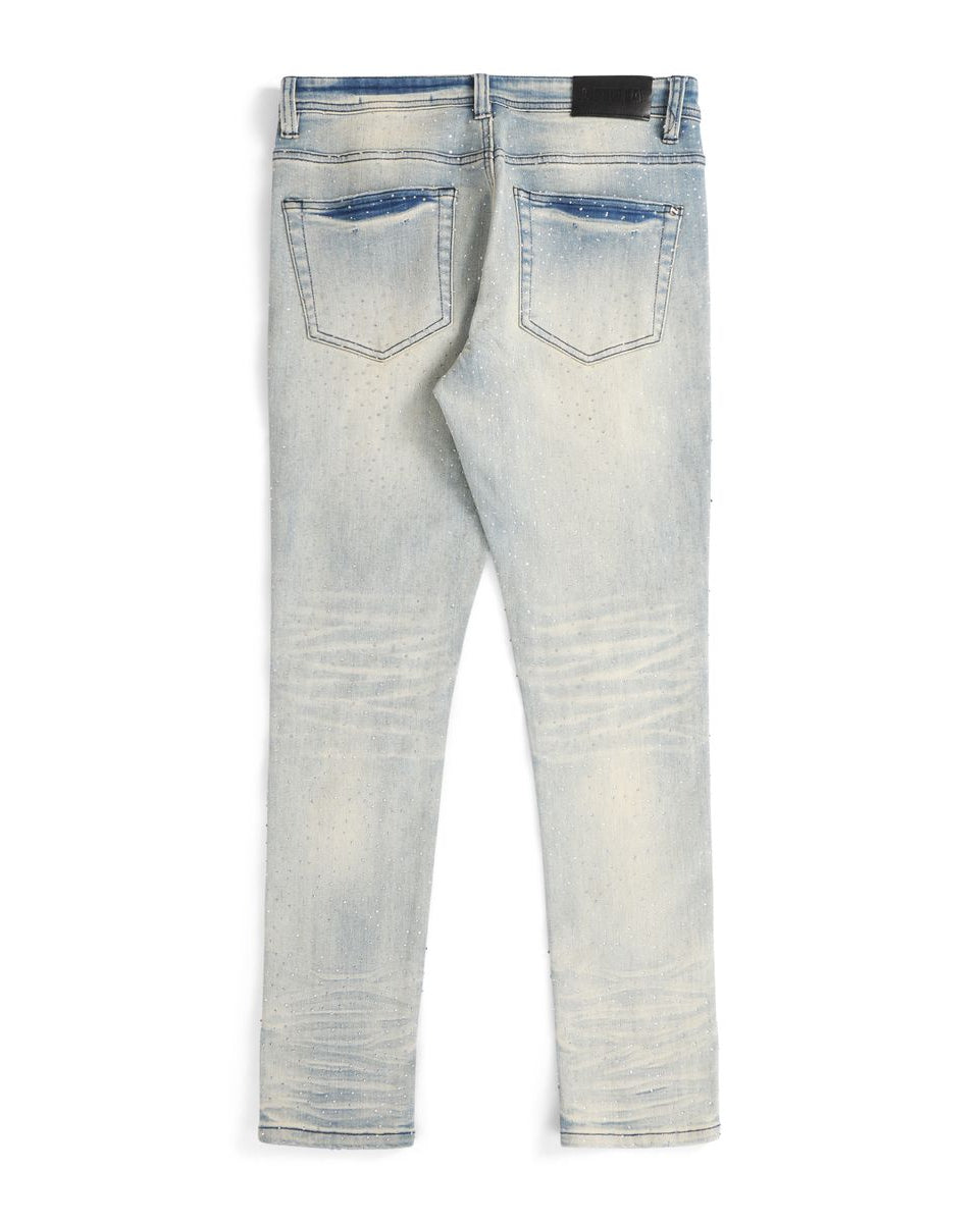Light blue jeans on a white background