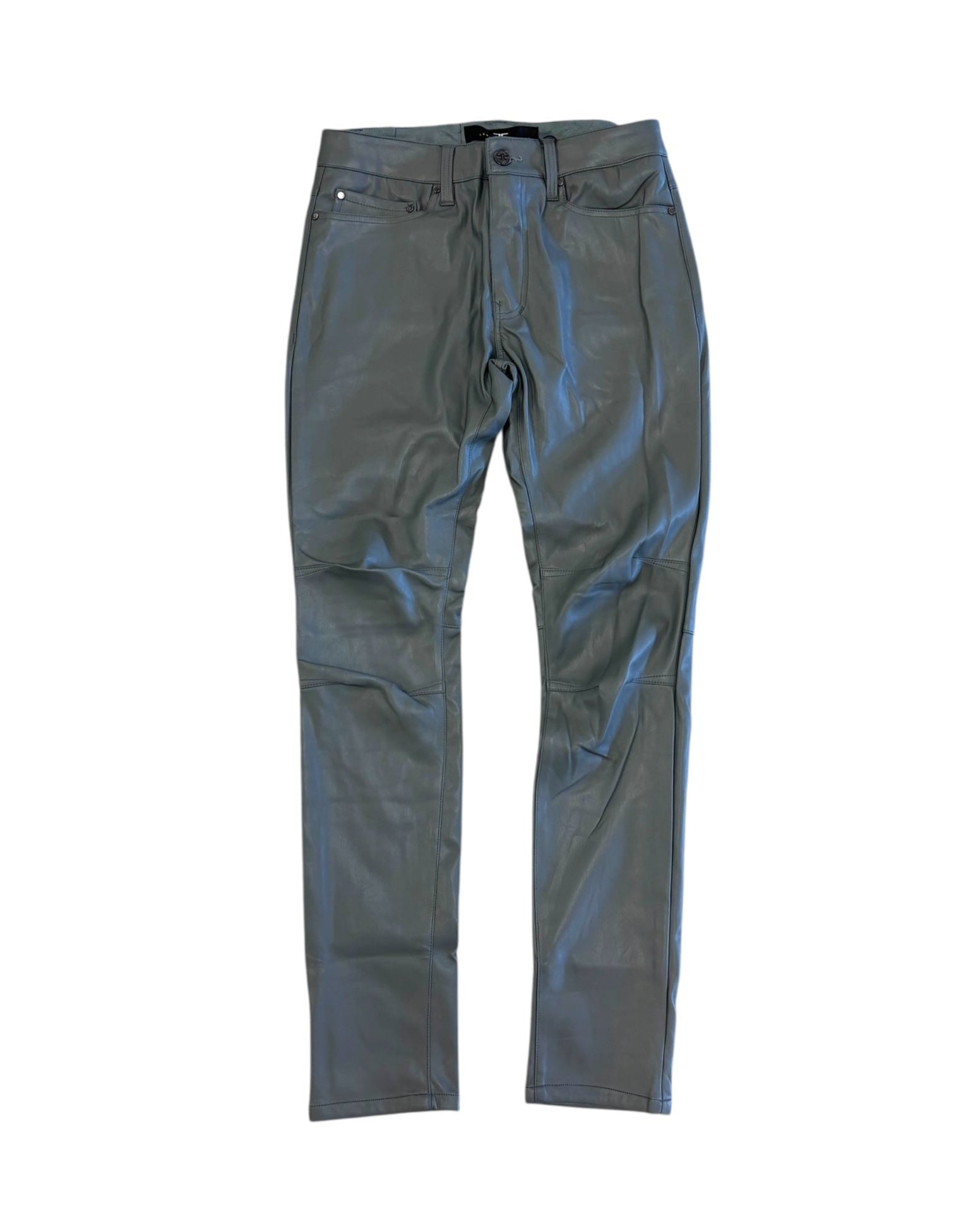 Jordan Craig darted pu leather pants in charcoal