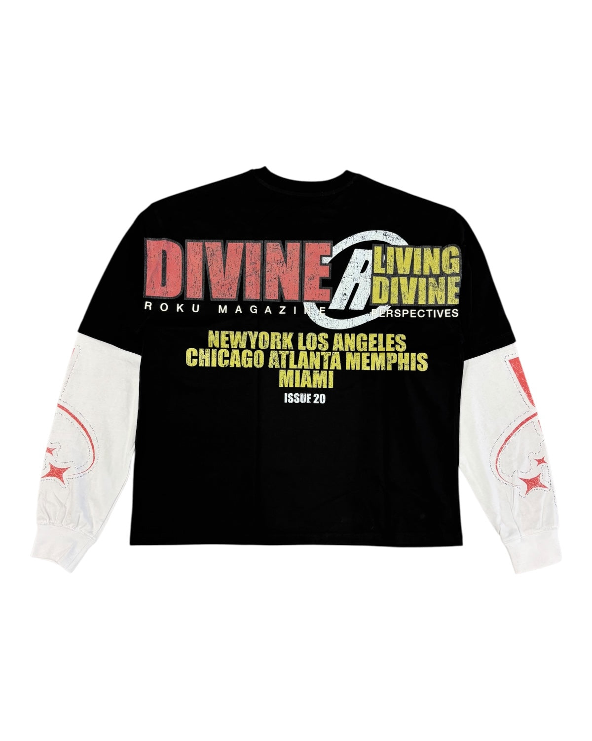 devine layered long sleeve in black by Roku studios