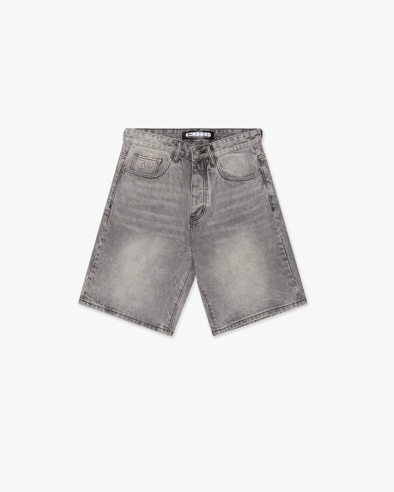 6th nbrhd district denim shorts in light grey