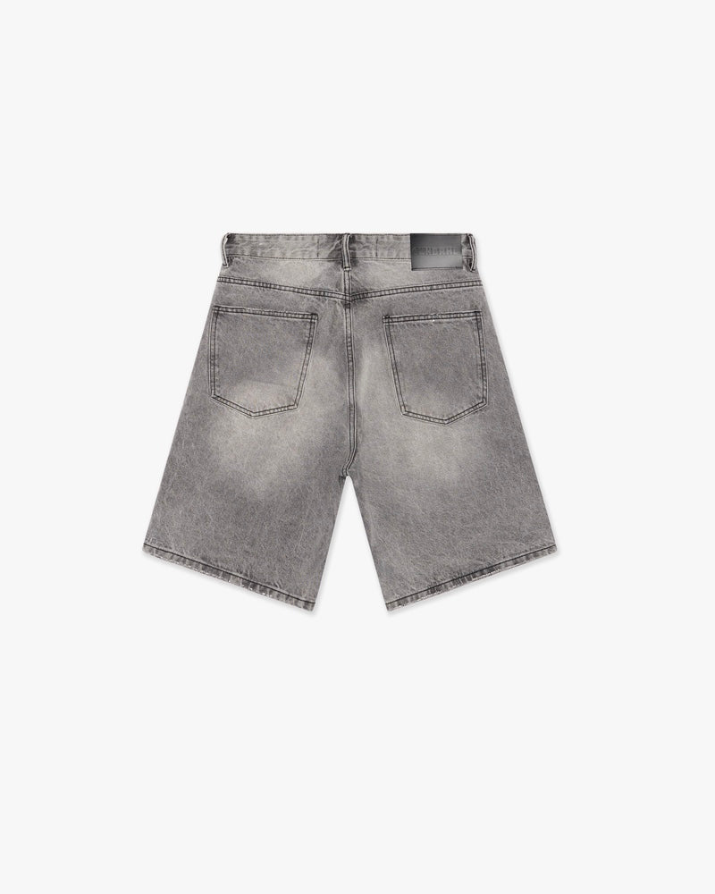 6th nbrhd district denim shorts in light grey
