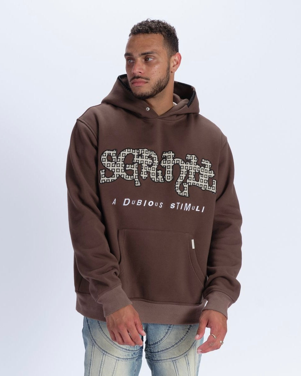 dubious hoodie in brown by sugarhill