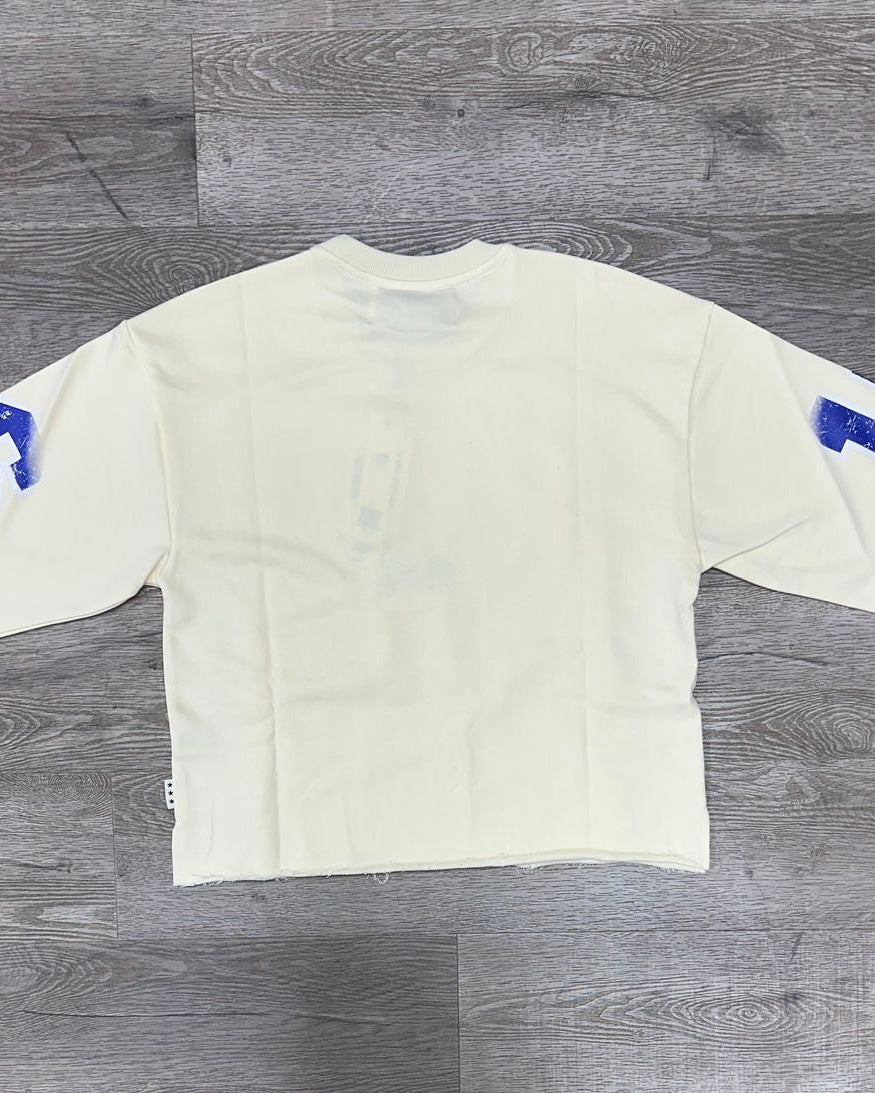 Bkys football skull crop tee in off white