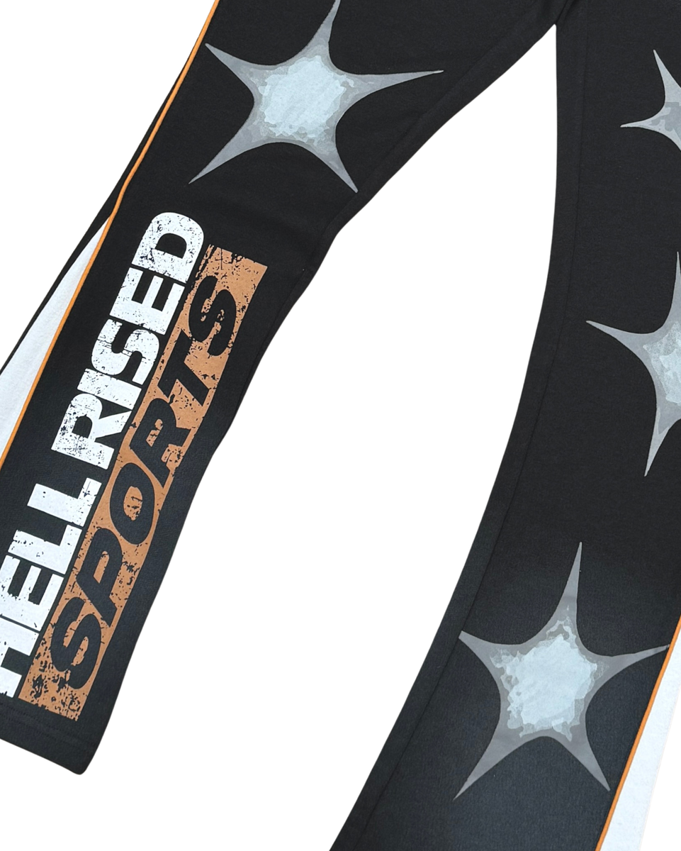 Black sleeve with star patterns and 'Hell Rised Sports' text on a white background
