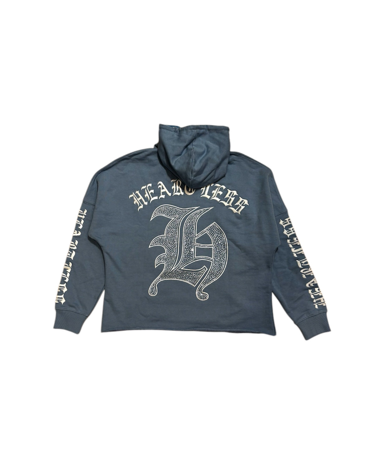 Heartless Rhinestone Hoodie In Baby Blue by focus