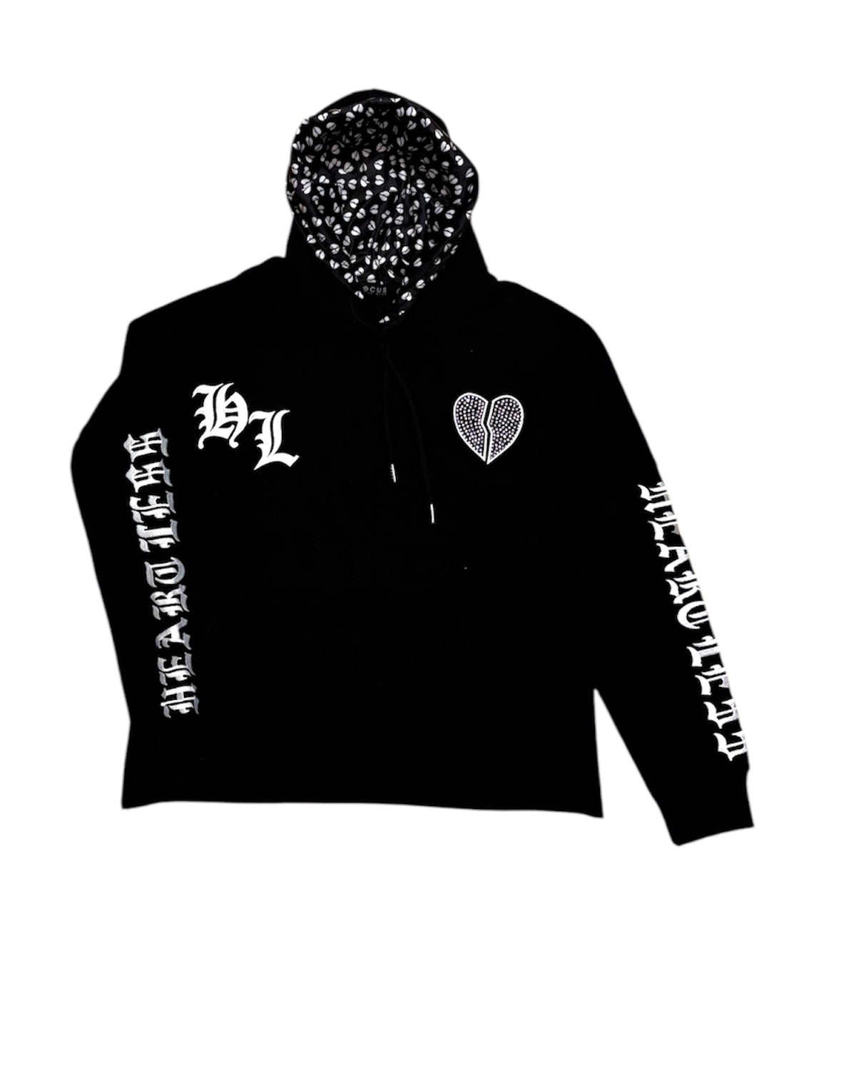 Heartless Rhinestone Hoodie In Black by focus