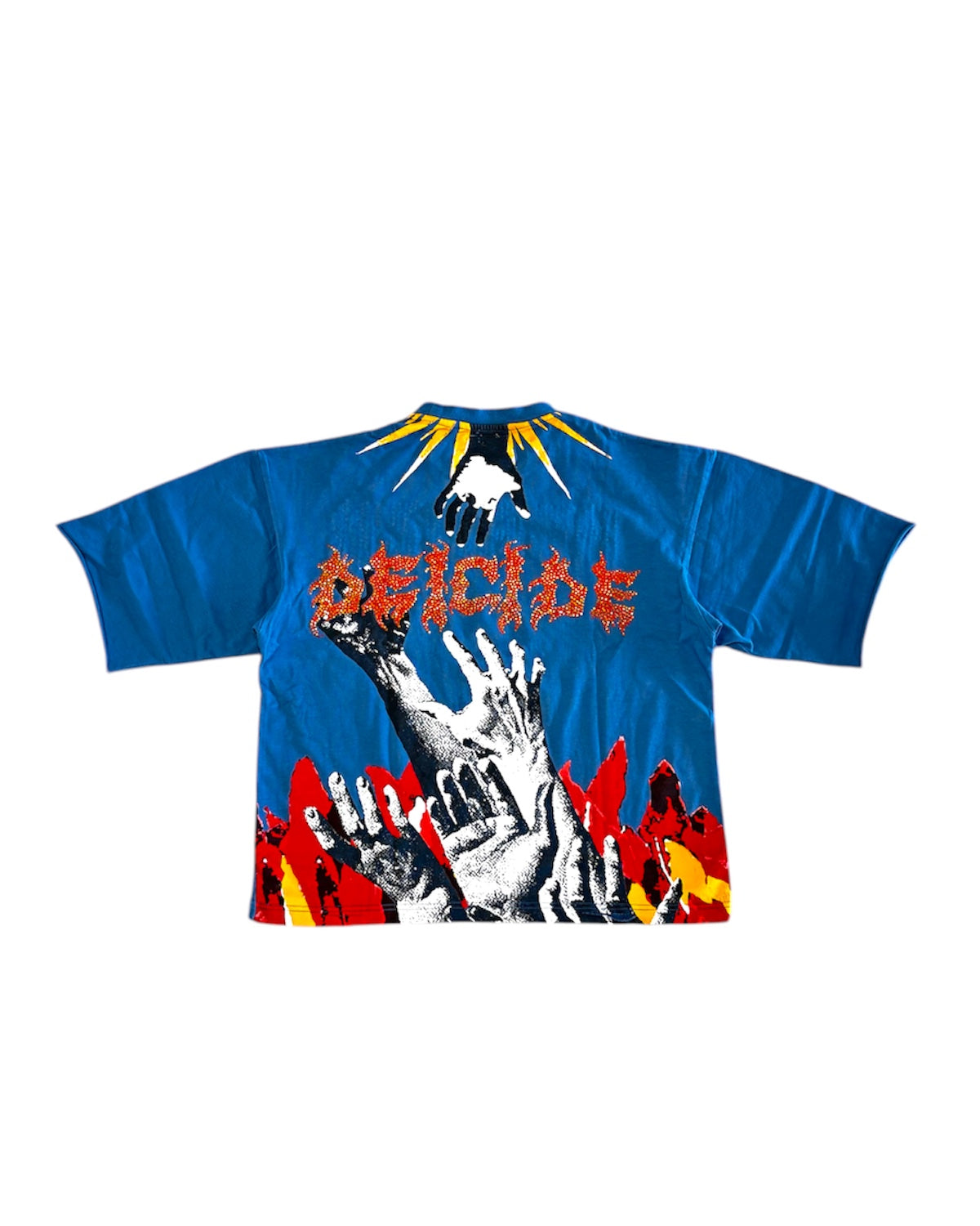 Heaven Saint Crop Tee In Blue Color