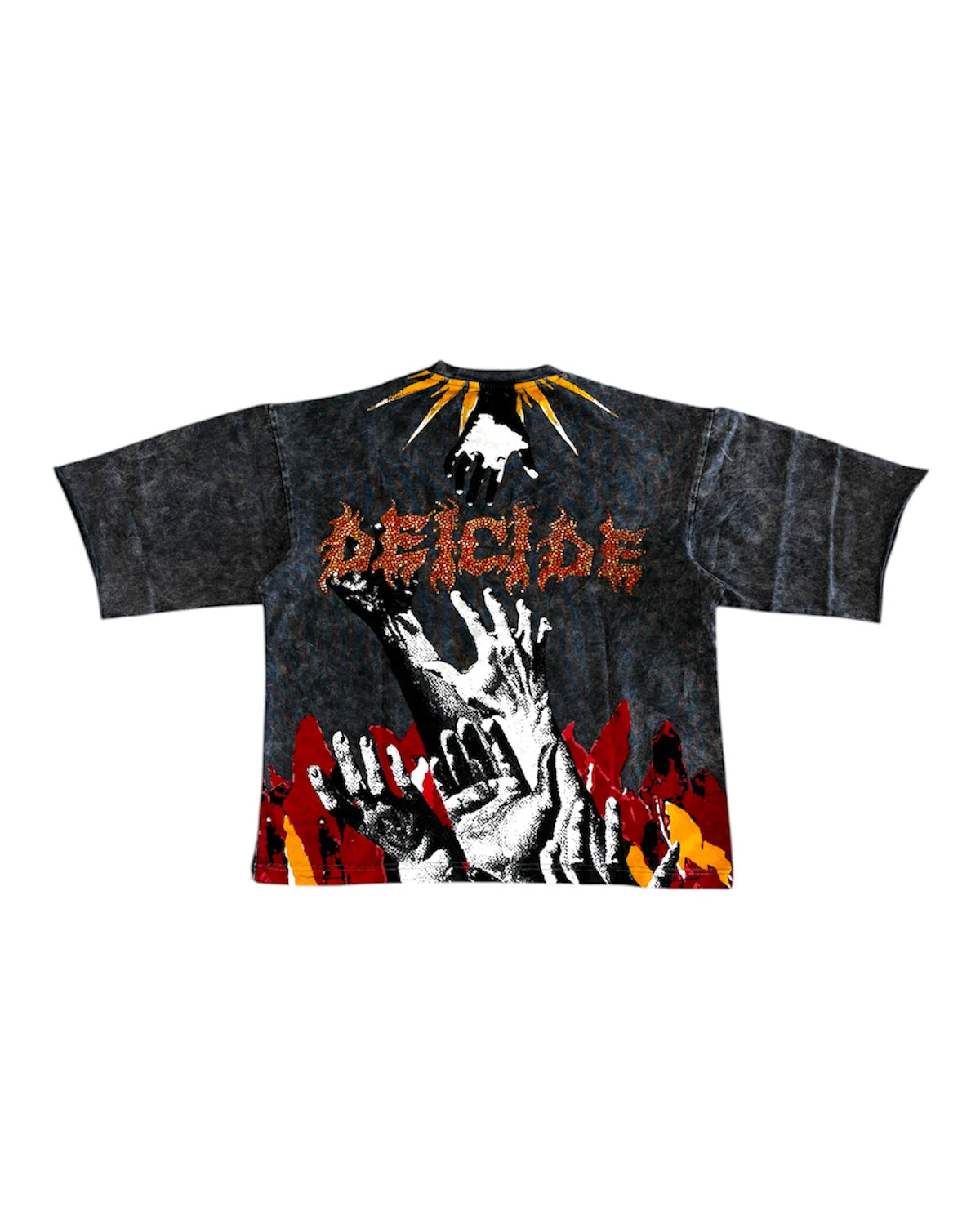 Heaven Saint Crop Tee In Gray Color