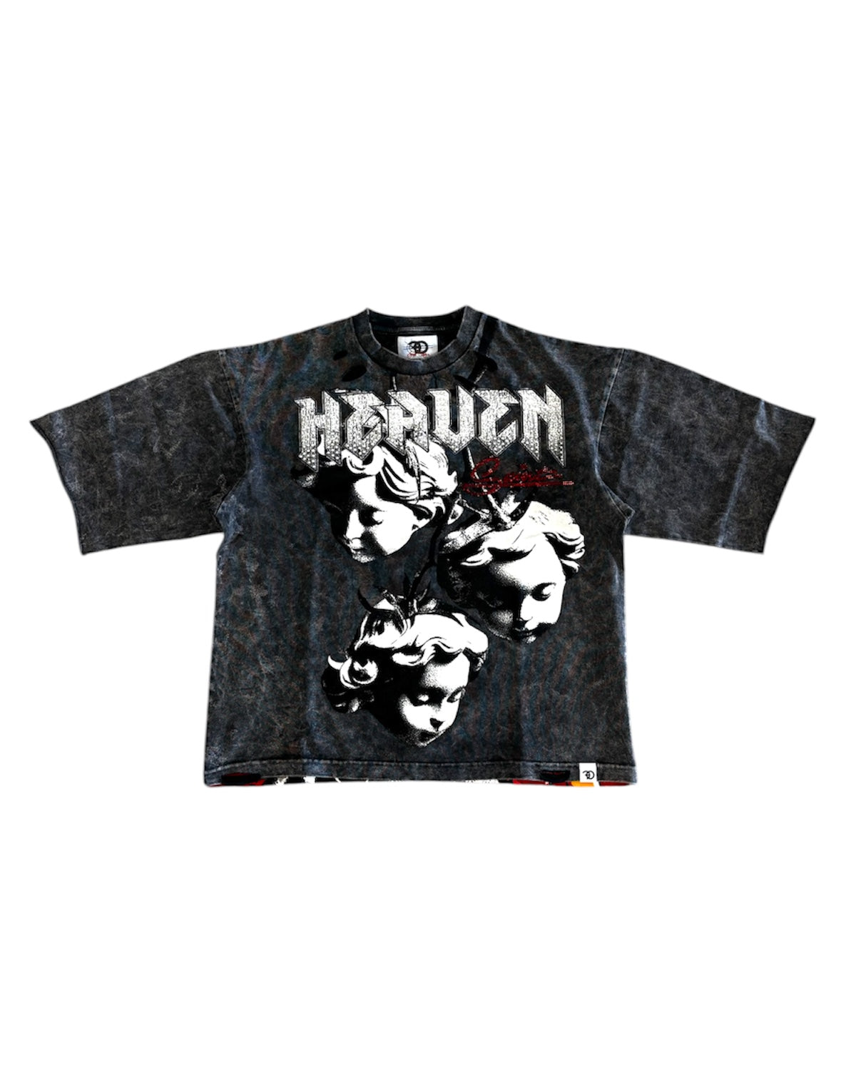 Heaven Saint Crop Tee In Gray Color