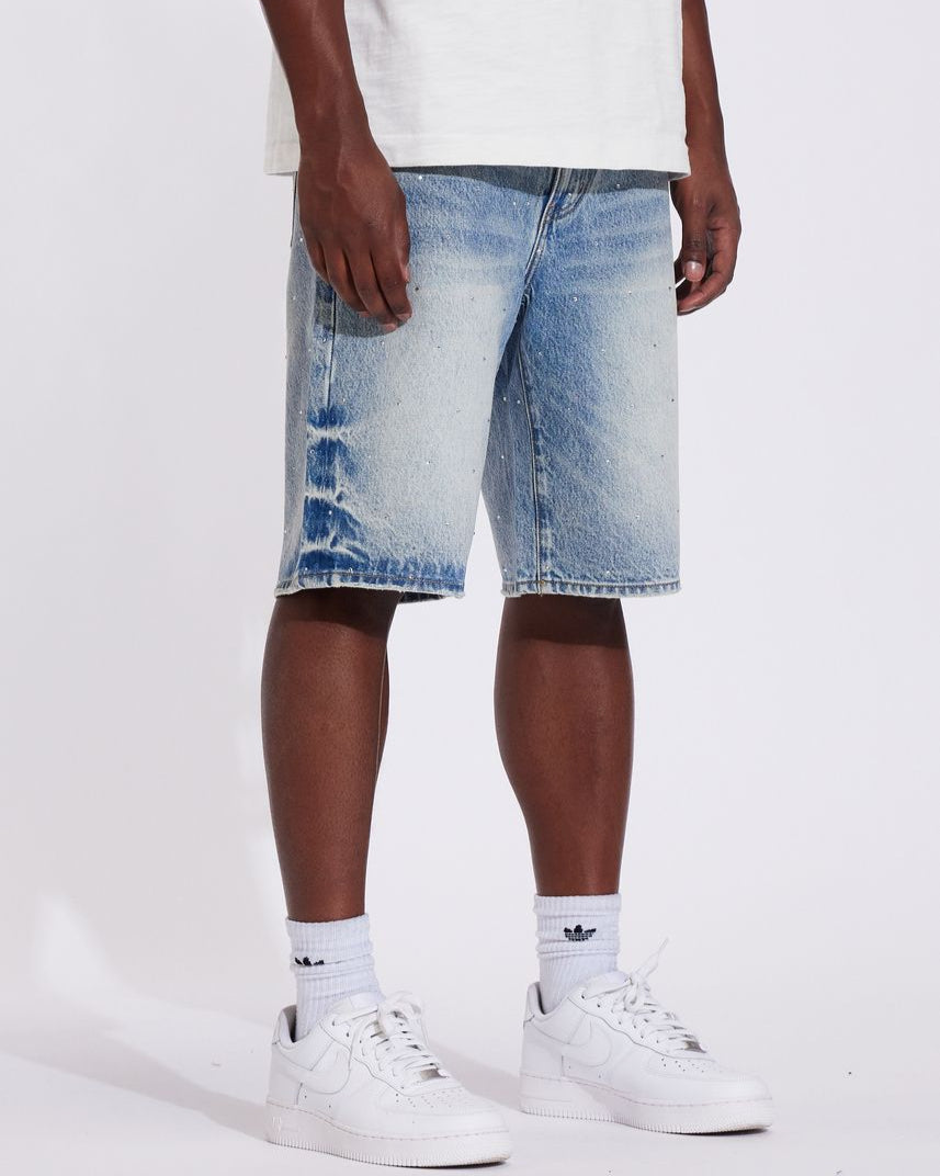 Crysp denim ice shorts in a bleach wash color