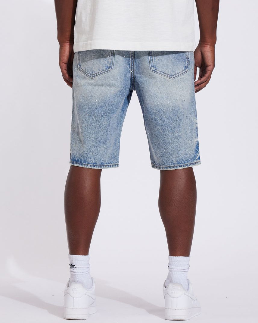 Crysp denim ice shorts in a bleach wash color