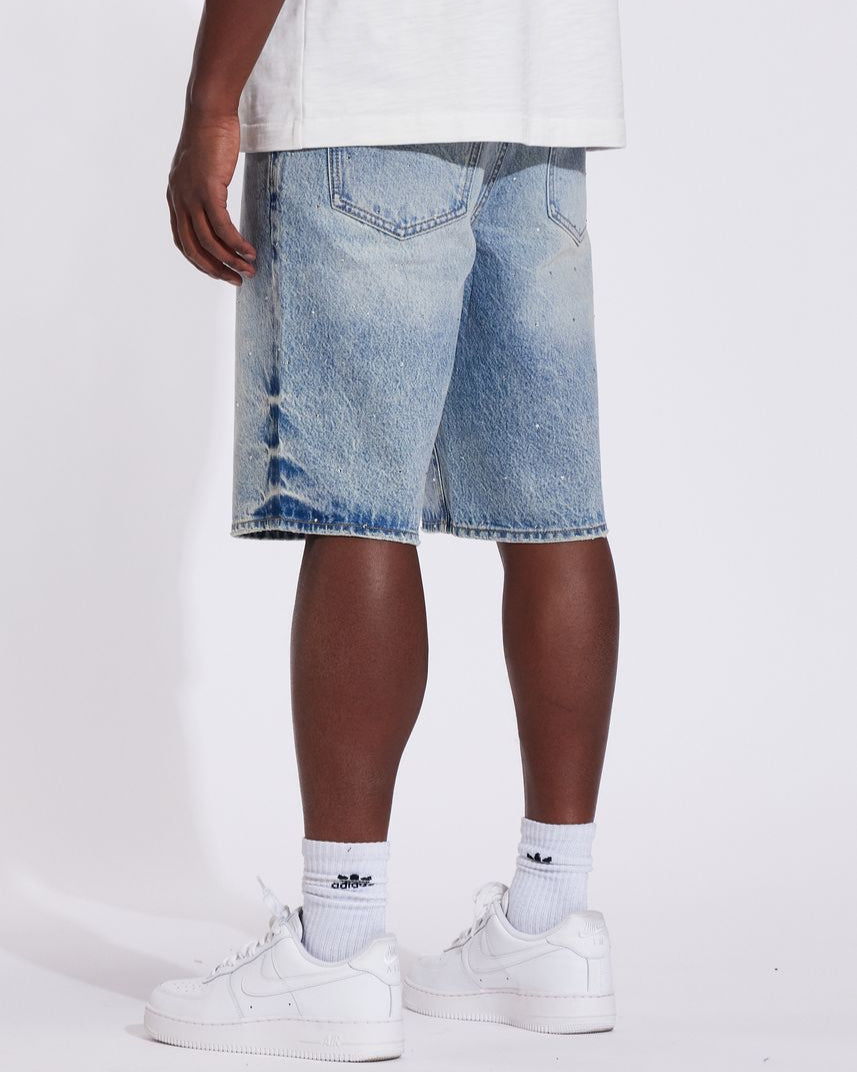Crysp denim ice shorts in a bleach wash color