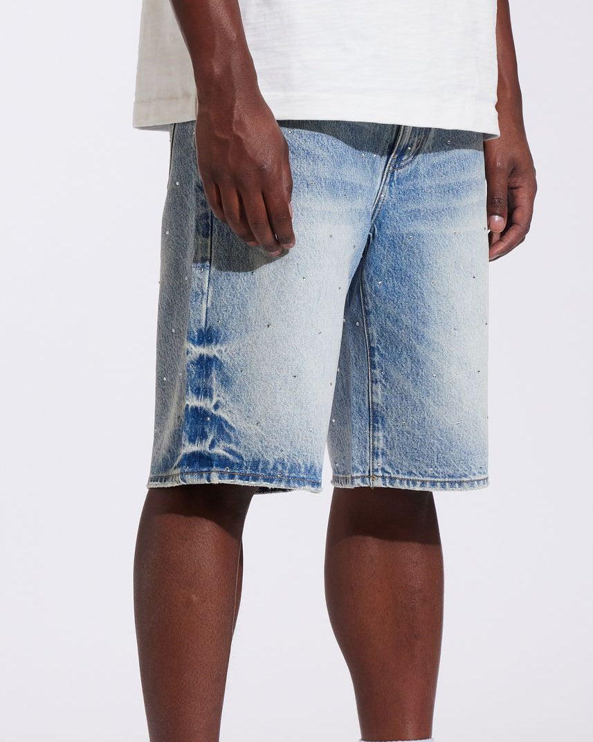 Crysp denim ice shorts in a bleach wash color