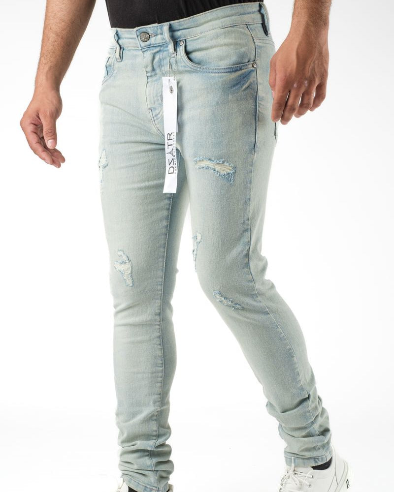 Dzstar ice tinted rip jeans in ice blue