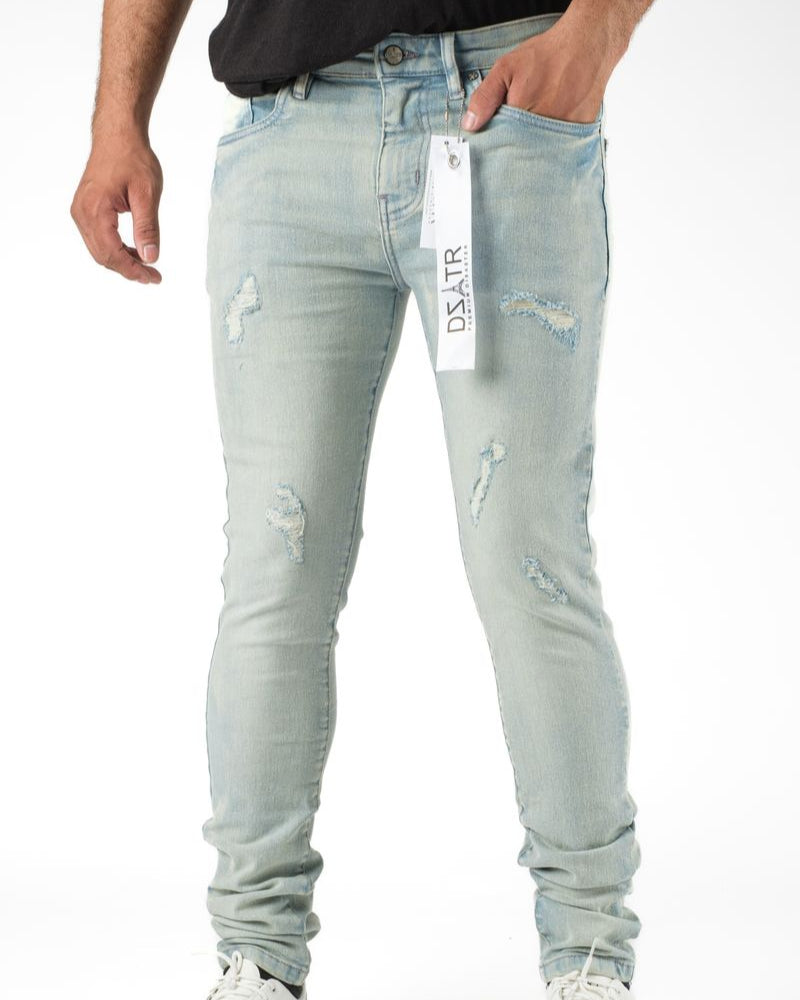 Dzstar ice tinted rip jeans in ice blue