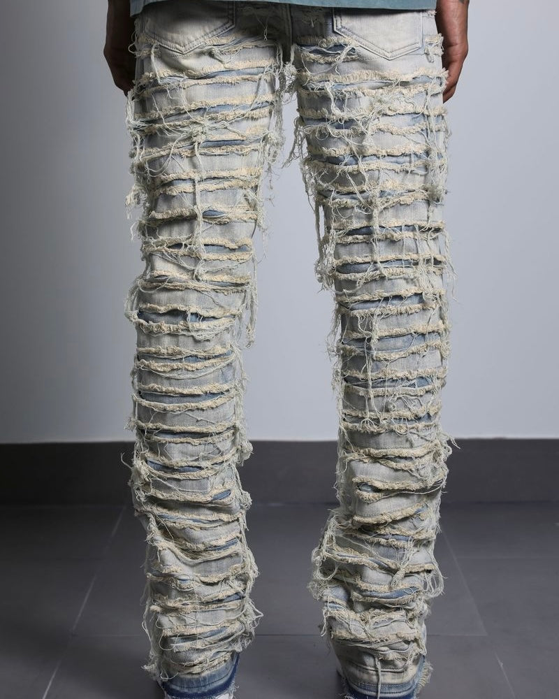 Jawd Shredded Stacked Jeans