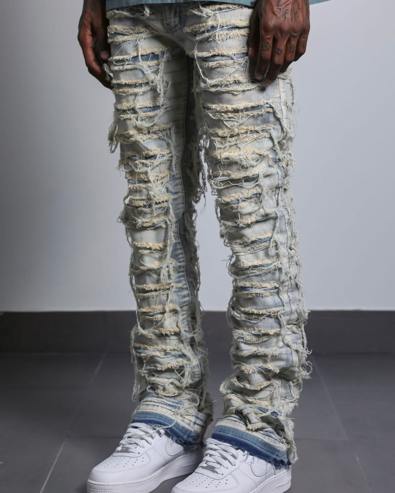 Jawd Shredded Stacked Jeans
