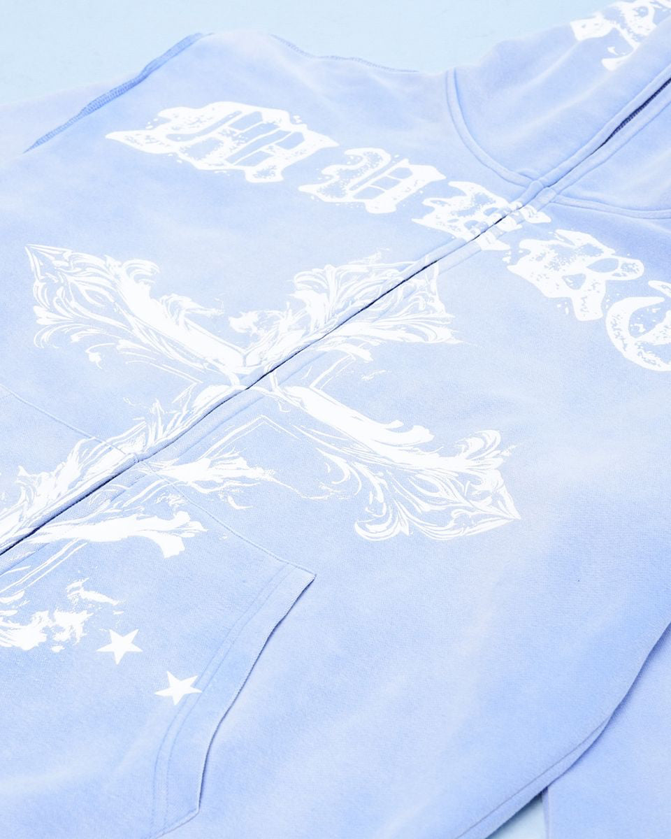 GB Jesus Cross Zip Hoodie Flare Set