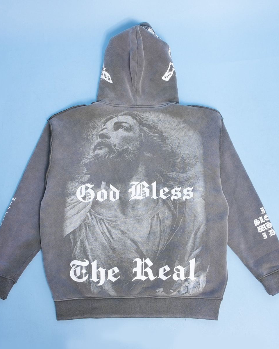 GB Jesus Cross Zip Hoodie Flare Set
