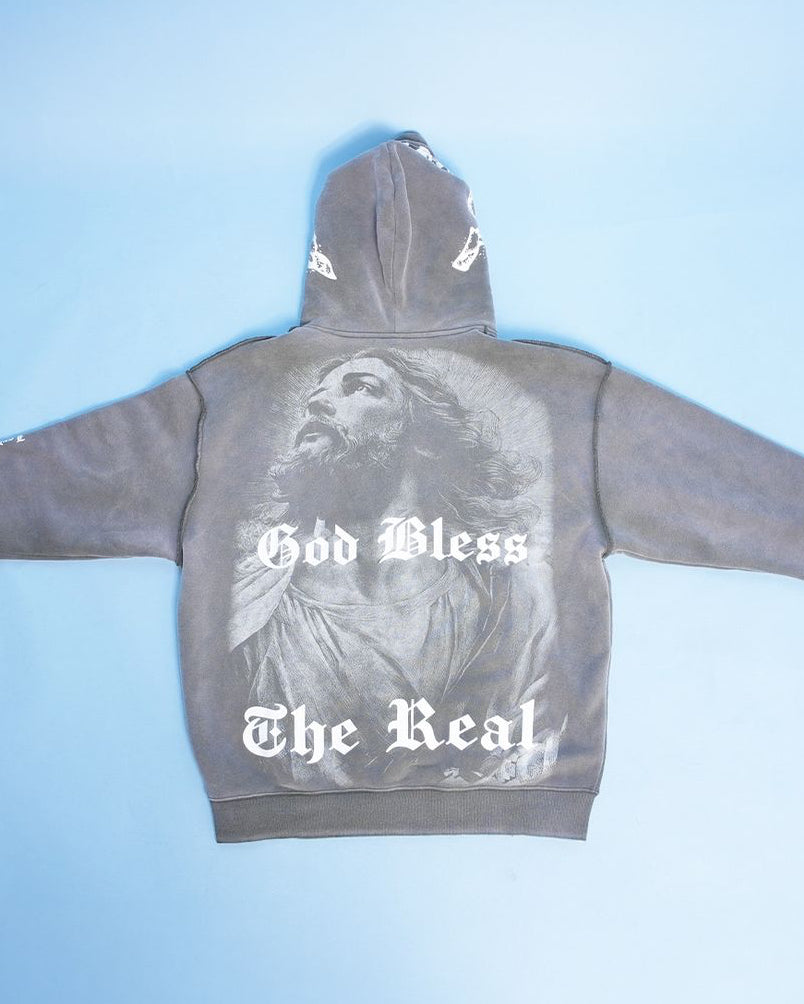 GB Jesus Cross Zip Hoodie Flare Set