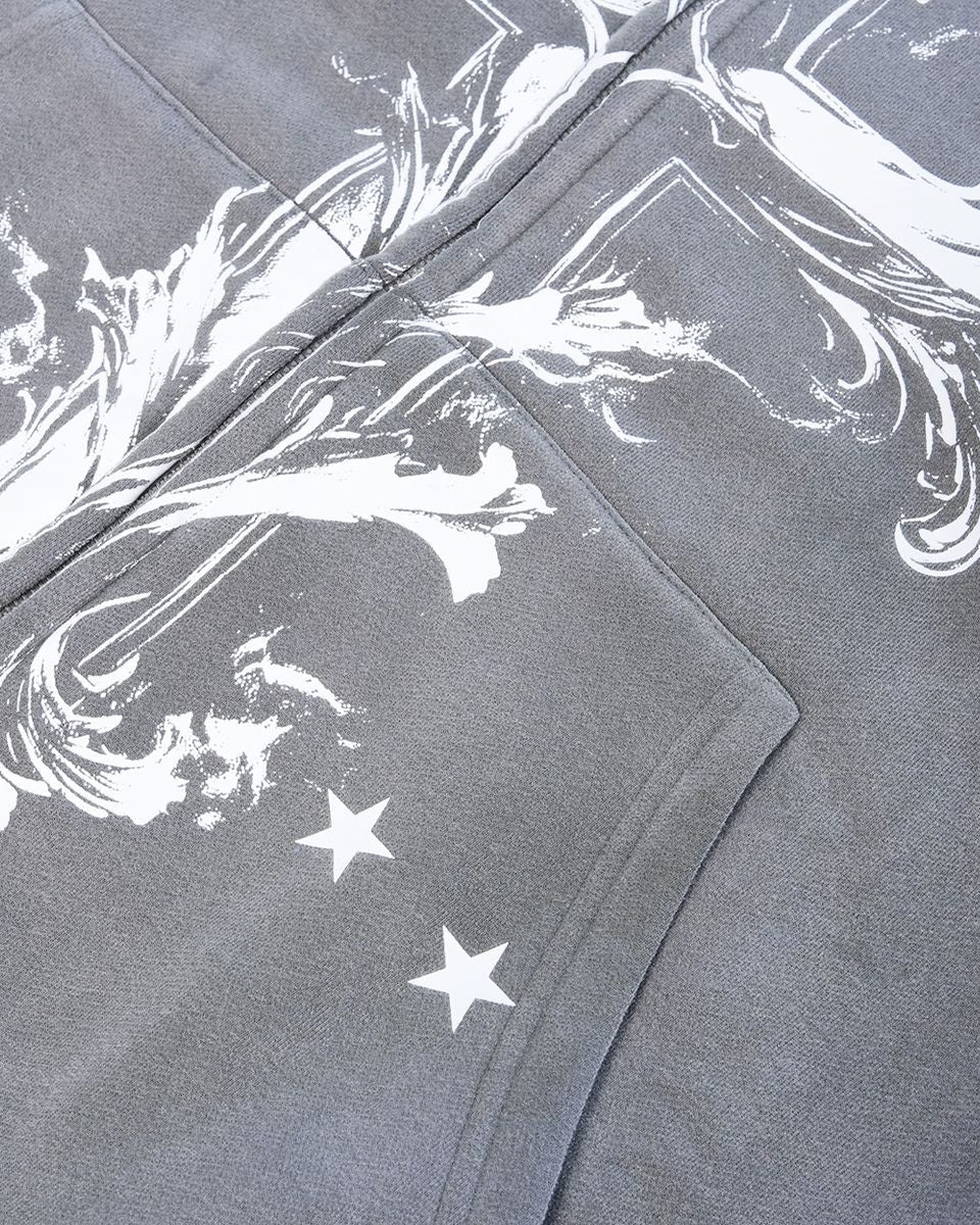 GB Jesus Cross Zip Hoodie Flare Set