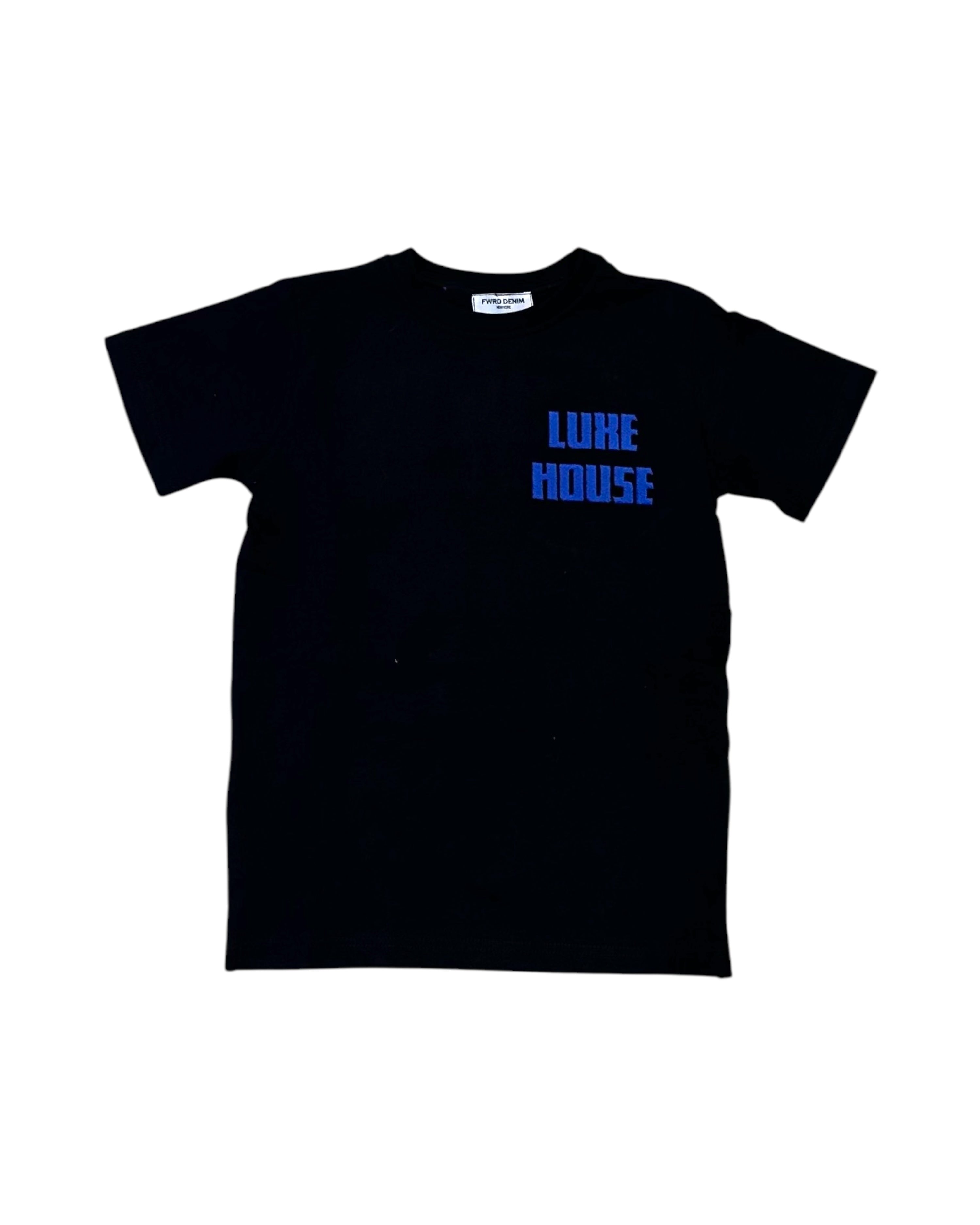 Junior’s Luxe House Tee In black and blue