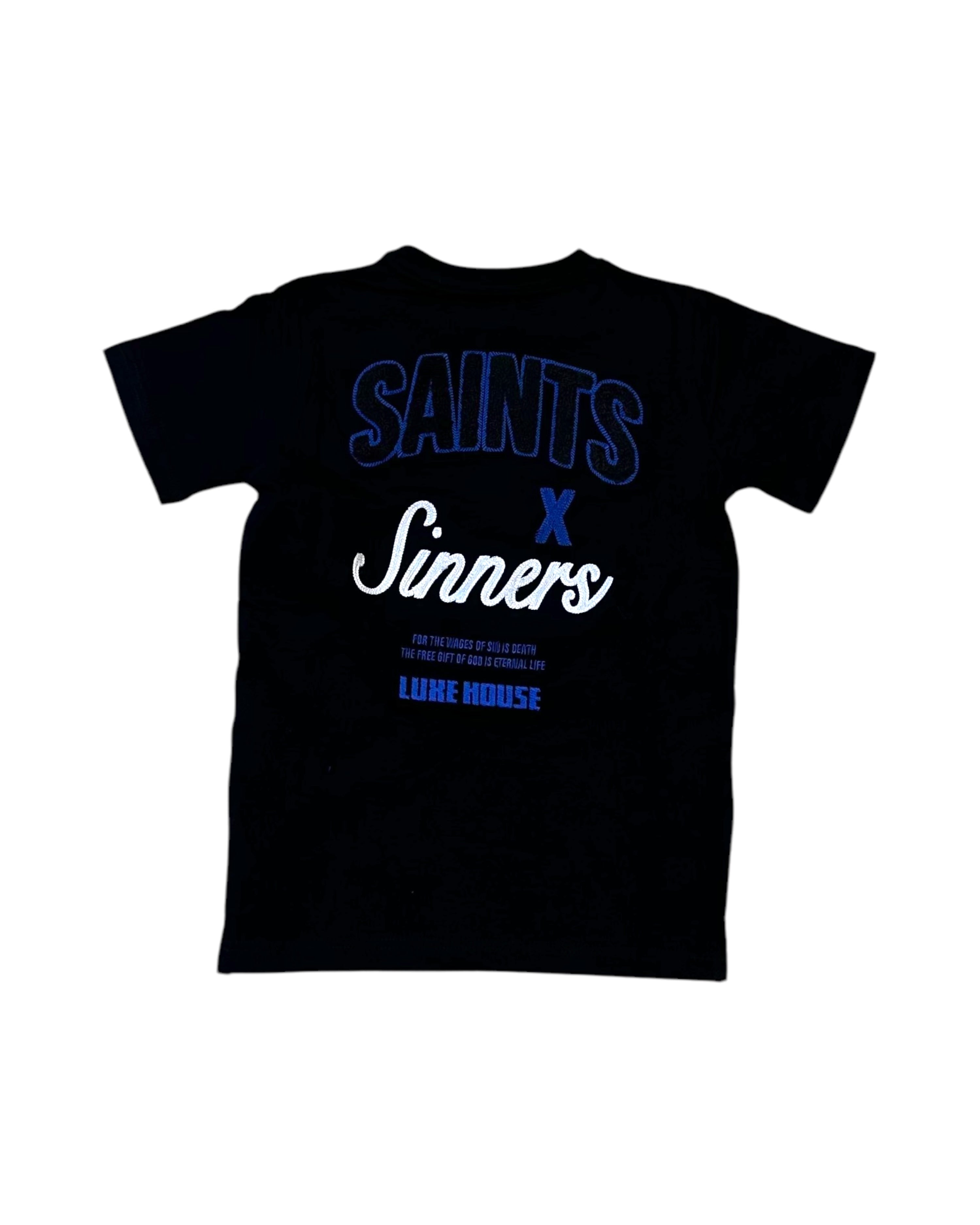 Junior’s Luxe House Tee In black and blue