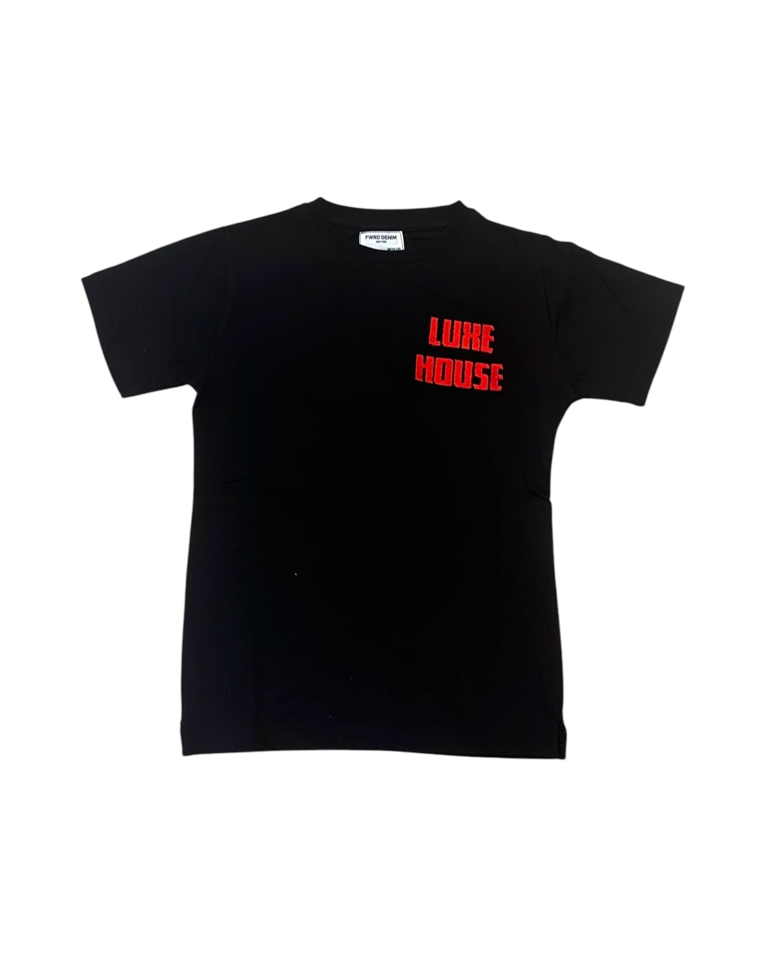 Junior’s Luxe House Tee In black and red