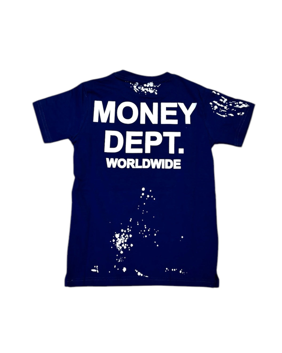Junior’s Painted Money Dept. Tee In Blue and white color