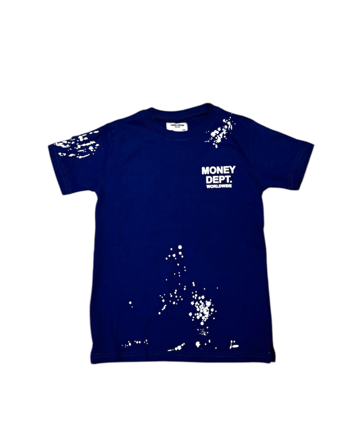 Junior’s Painted Money Dept. Tee In Blue and White Color