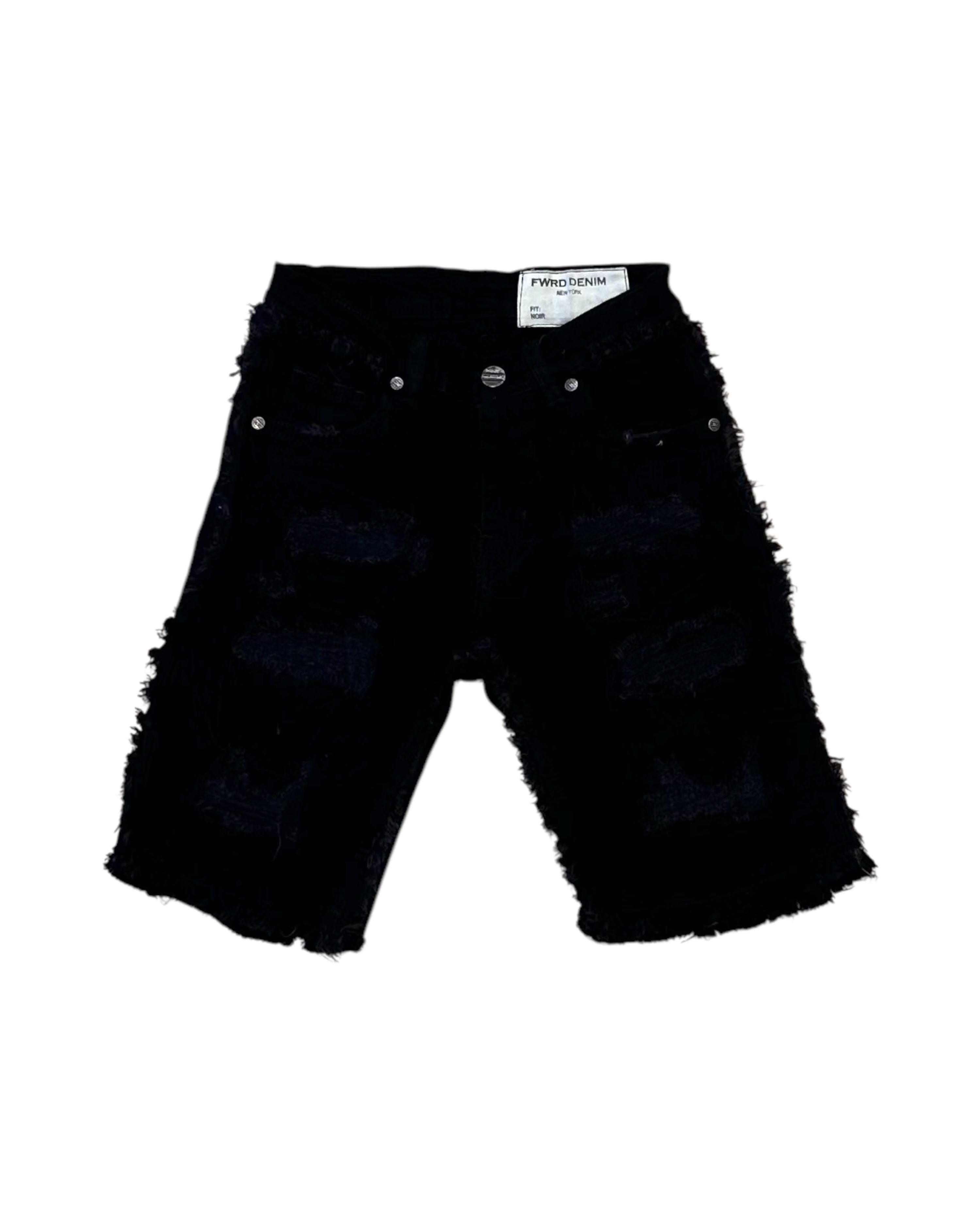 Fwrd Junior’s Stacked No End Twill Shorts In black