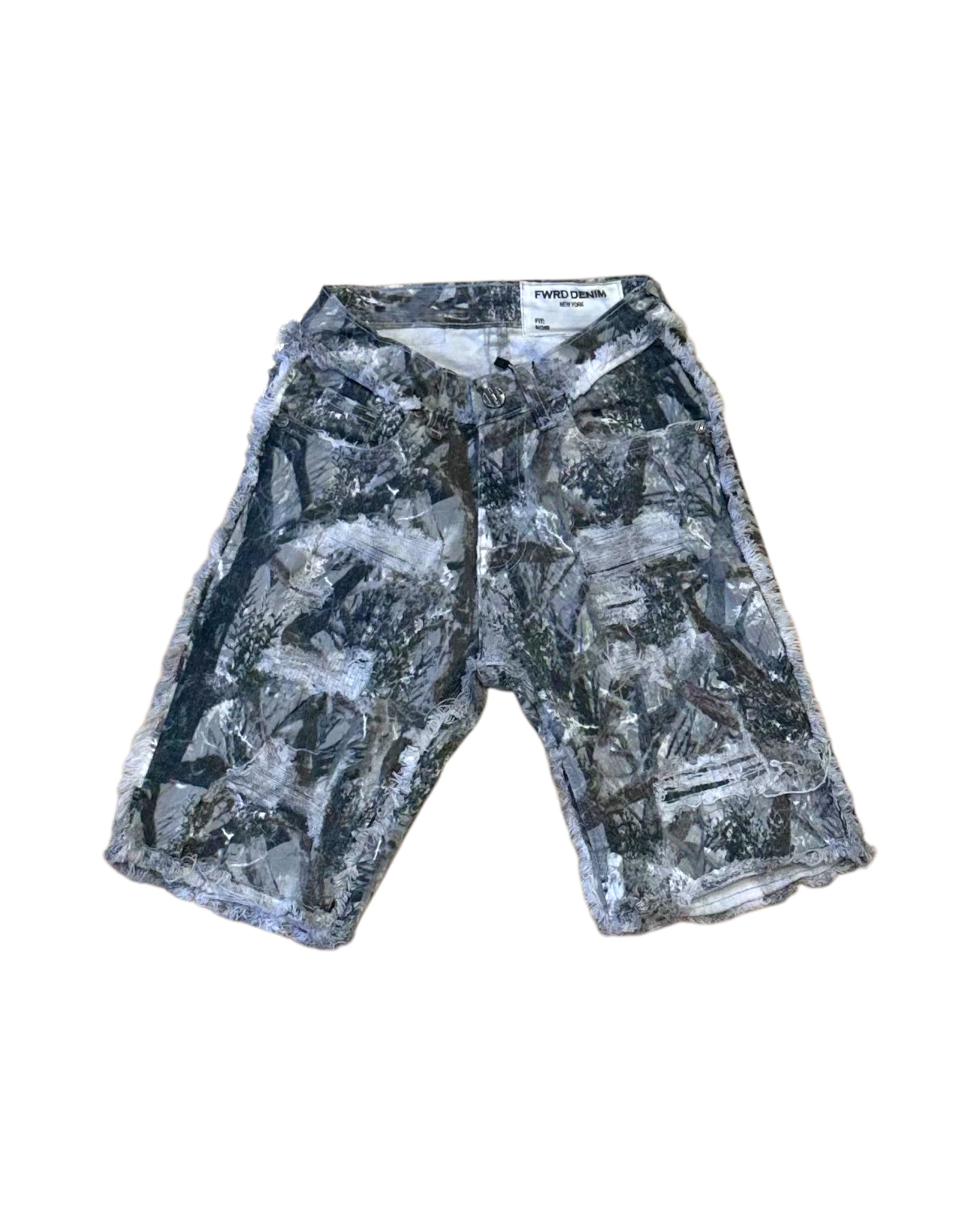 Fwrd Junior’s Stacked No End Twill Shorts In gray camo