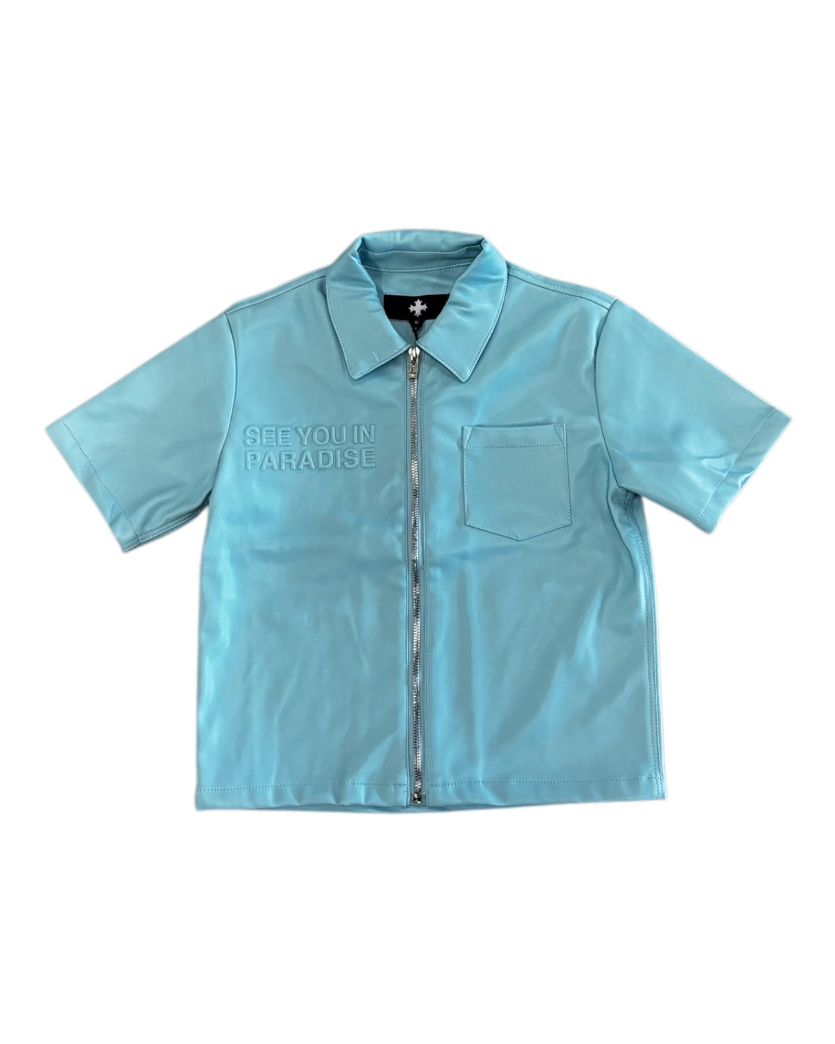 Jordan Craig juniors see you in paradise PU leather shirt in sky blue
