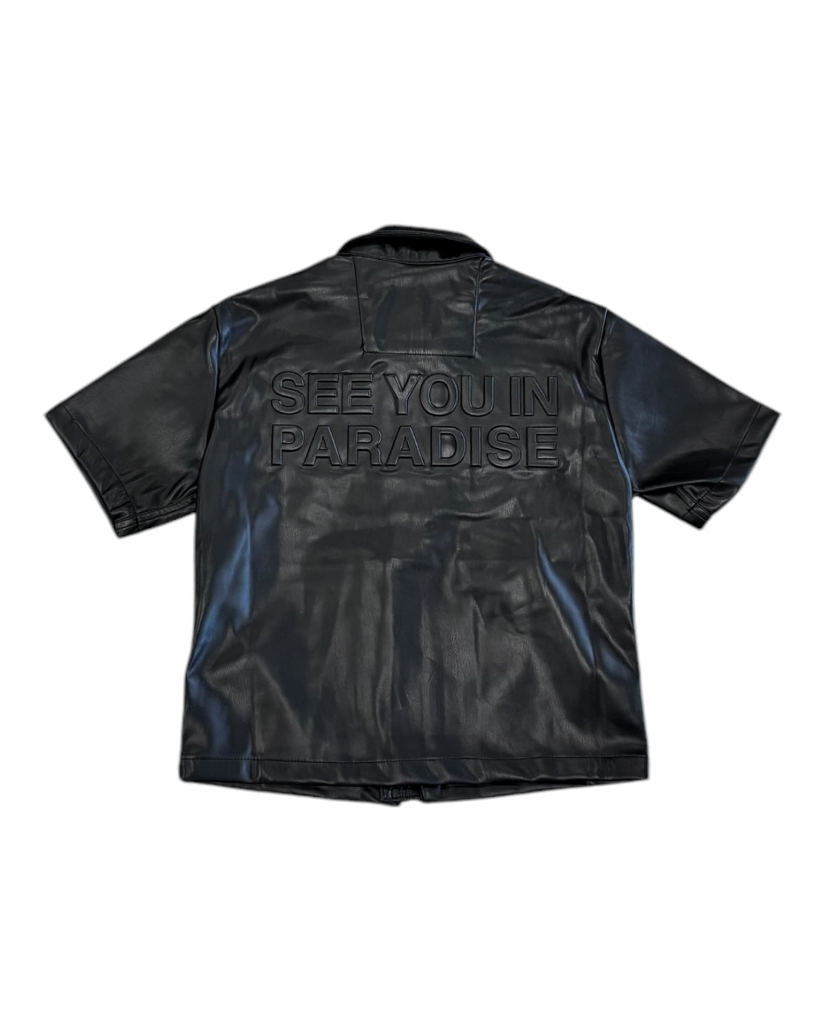 Jordan Craig juniors see you in paradise PU leather shirt in black