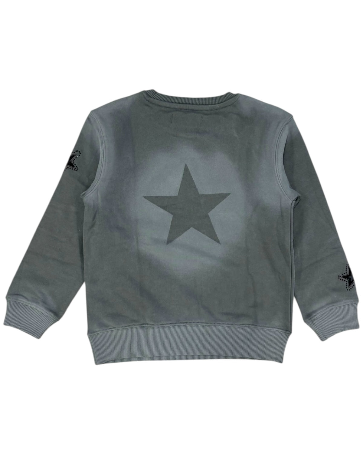 Gray sweatshirt with a star design on a white background