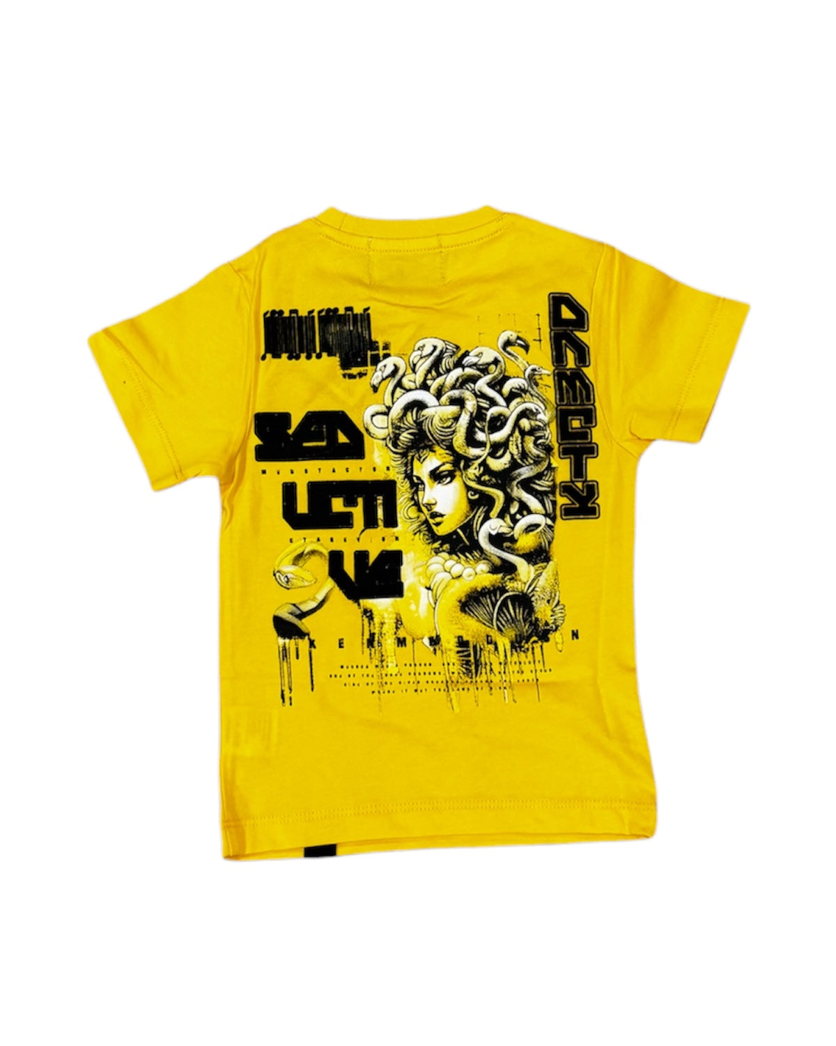 Kid’s Medusa Puff Print Tee In Yellow Color