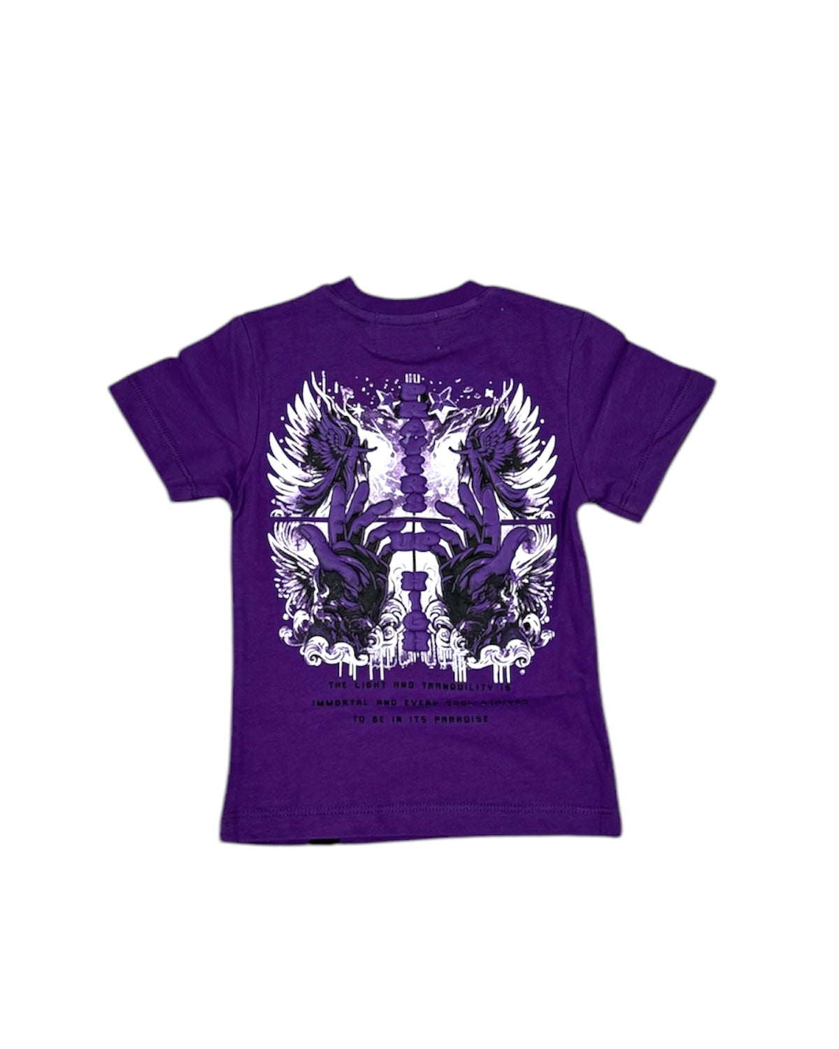 Kid’s Prayers Up High Puff Print Tee In Purple Color