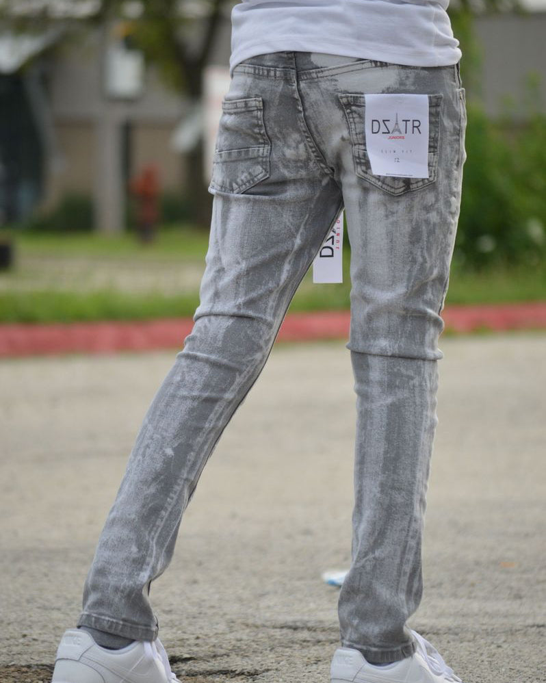 Dzstar kids acid washed jeans in grey