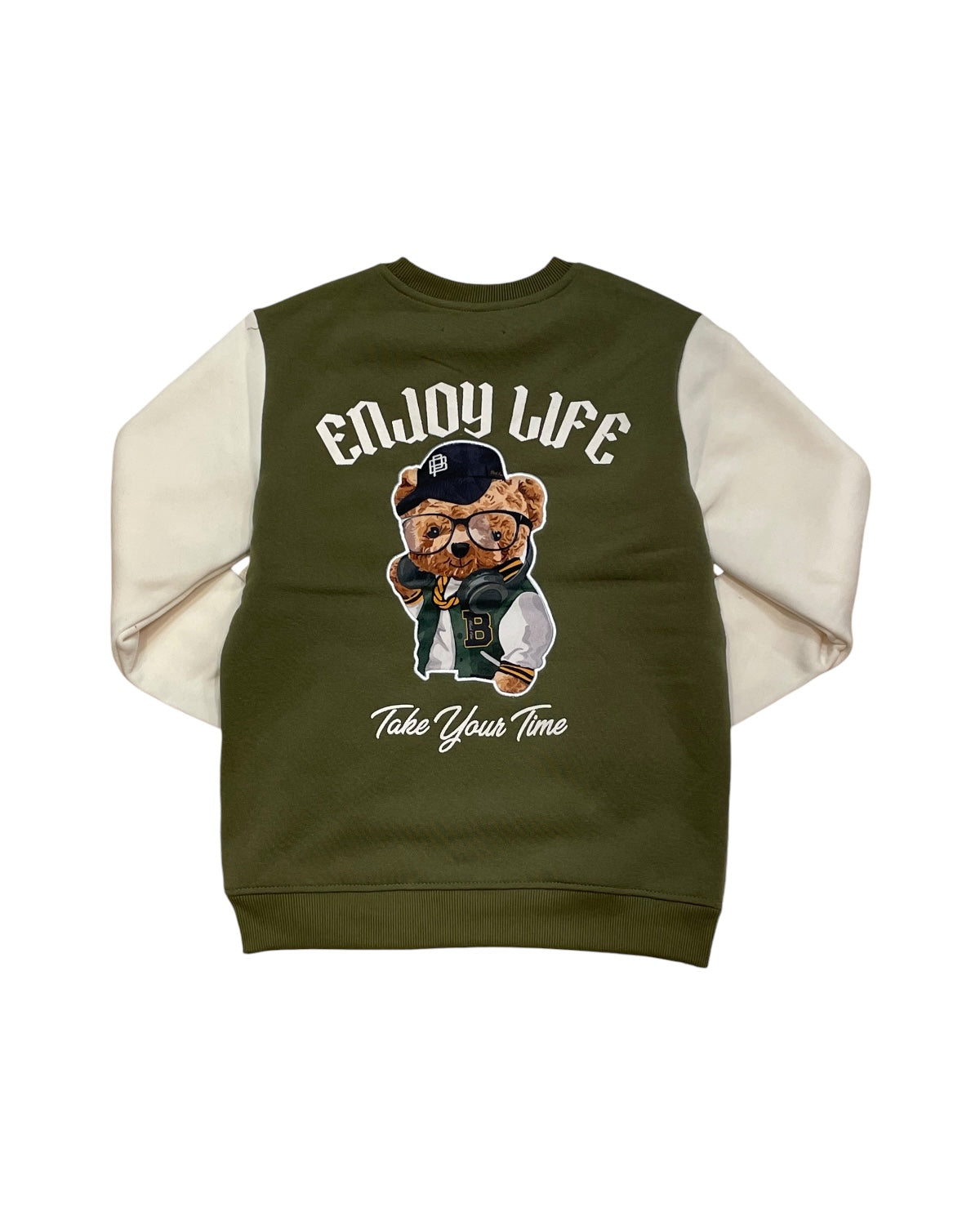 black pike’s enjoy crewneck for junior boys in olive green